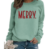 Sudadera De Navidad Estampado De Feliz Navidad Mujer, C...