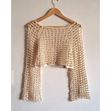 Crop Top Mangas Crochet Tejidos