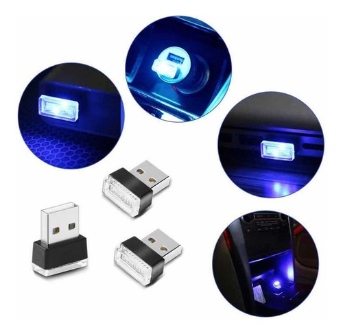 Luz Led Azul Ambiental Usb Dc5v Samsung Led Chip Auto Pc Lap
