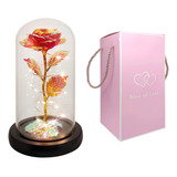 Rosa Eterna Led Regalo Mujer Flor En Cristal Base Madera