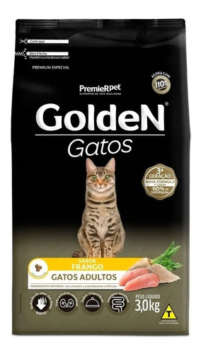 Alimento Ração Golden 3kg Fórmula Para Gatos Adultos Gosto Frango