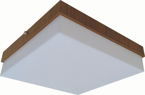 Luminária Sobrepor Teto Acrílico 20x20 Com Madeira Mdf Cor Freijó 110v/220v (bivolt)