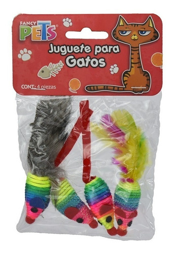 Juego Textil 4 Pzas Estimulante Caza P/gatos Fancy Pets