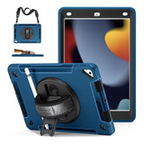 Funda Para iPad De Generacion 9 Tpu Grado Militar Color Azul