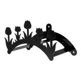 Suporte Enrolador Mangueira Jardim Flores Tulipas Preto  