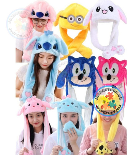 Gorro Levanta Orejas Luz Kawaii Tik Tok Peluche Gorrito X1