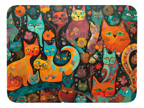 Mouse Pad Gato Arte De Animales - 17cm X 21cm D25