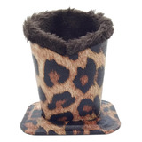 Soporte Para Gafas Con Forro De Felpa Leopard, 11,8 X 8,1 X