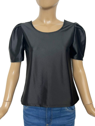 Remera Blusa Manga Princesa Saten Con Lycra Talle Grande