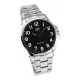 Reloj Q&q Qyq Qa06j205y Casual Acero Hombre + Estuche Color De La Correa Plateado Color Del Fondo Negro