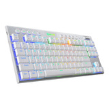 Teclado Gamer Bluetooth Redragon Horus K621 Tkl Qwerty Outemu Low Profile Red Color Blanco Con Luz Rgb