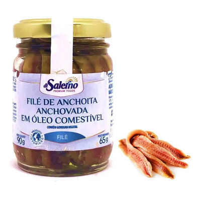 Filé De Anchovas Argentino em Óleo Di Salerno Vidro Peso Líquido 90g | MercadoLivre