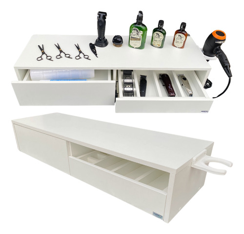 Bancada Console Barbearia Em Mdf Com Porta Maquinas E Pentes