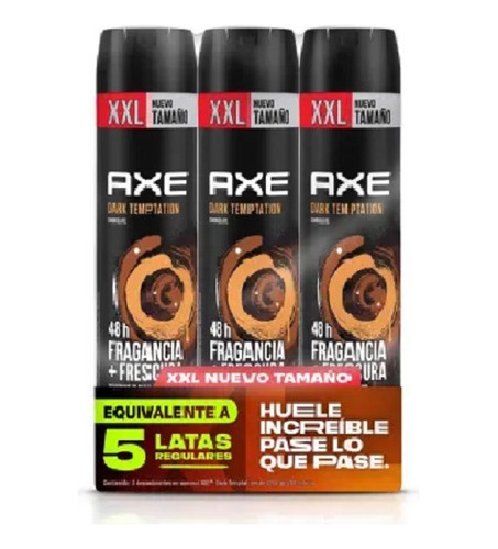 Desodorante Axe Dark Antitranspirante Pack 3 Pz 250 Ml Cu