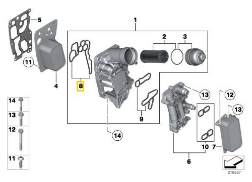 Junta Porta Filtro Para Bmw Serie 7 F02 Lci 730ld N57n Foto 2