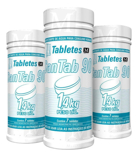 Kit 3 Tubetes Santab 90 Para Purificar Água Humana 1,4kg