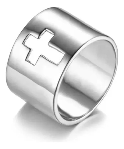 Anillo Fino Solitario Cruz Católico En Plata Ley 925