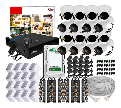 Cámaras Seguridad Kit Dvr 16 Dahua 1080 + 16 Cámaras Audio 