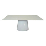 Mesa De Jantar Cone Retangular 235x122 Cm Base Oval Branca