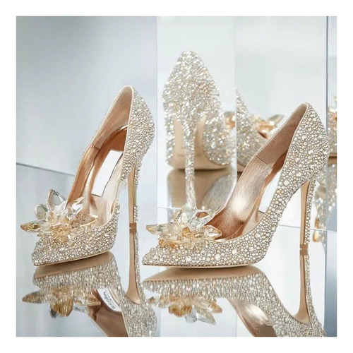 Zapatos De Boda De Cristal Cinderela Con Strass Cintillantes