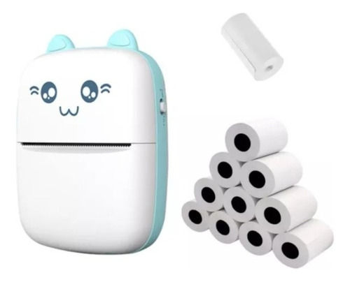 Mini Impresora Térmica Portátil Bluetooth Gatito + 11 Rollos