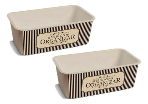 Caja Organizadora Fashion Deco N.2 X 2 Unidades Colombraro Color Beige