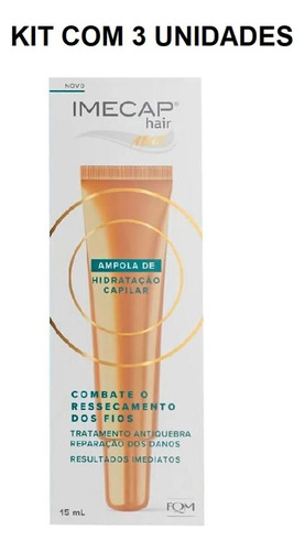 3 Un Imecap Hair Max Ampola De Hidratação Capilar De 15ml Cd