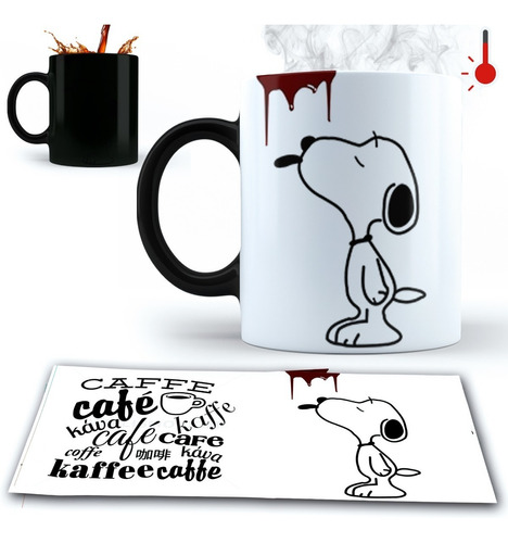 Taza Magica Snoopy Bebiendo Cafe Premium!