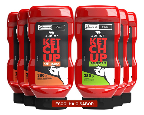 Ketchup Junior Defumado American Lanches 380g Kit 3 Frascos