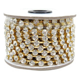 Strass Em Metro Corrente Rolo Com 10 Metros Ss38 8mm Dourado