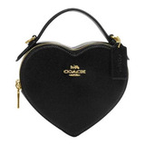 Bolsa Coach Corazon Negro Para Mujer Elegante Color Gold/black Color De La Correa De Hombro Dorado/negro Diseño De La Tela Liso