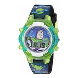 Reloj Para Niños Disney Toy Story Tym4031 Color De La Correa Negro Color Del Bisel Verde Color Del Fondo Morado