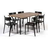 Juego De Comedor Mesa Magnolia 160x90 Con 6 Sillas Rio Negra Color Negro Con Nogal