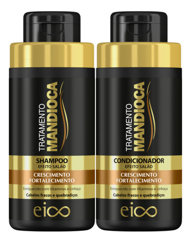 Eico Tratamento Mandioca Shampoo Hidratação E Condicionador Leave-in Antifrizz 450ml Fortalecimento E Crescimento Capilar