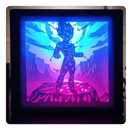 Dragon Ball Vegeta Lámpara 3d Diorama Led Usb