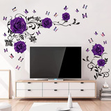 Pegatinas De Pared Flores Moradas Vinilo Dormitorio Salón De