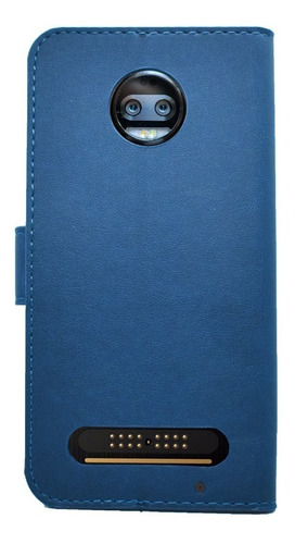 Funda Tipo Cartera Lujo Premier Diary Motorola Moto Z2 Force Color Azul