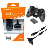 Carregador E Bateria Para Controle Xbox 360 Com Cabo Preto