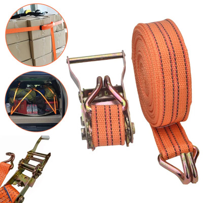 Eslinga Amarre Gancho Tensor Acero 5cm*10m Carga Fija 2500kg Naranja