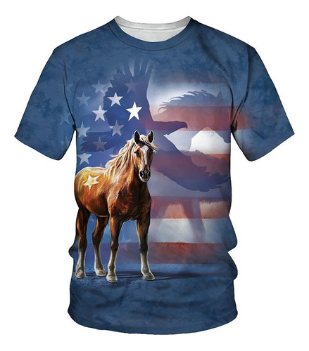 Men Camiseta Con Estampado De Caballos En 3d