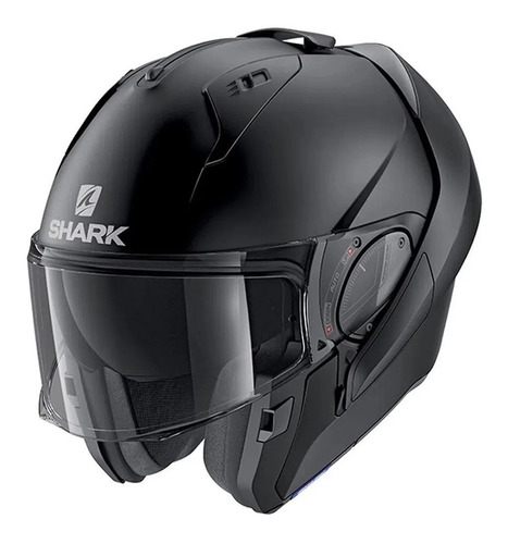 Capacete Shark Evo Es Blank Mat Kma Preto Fosco Articulado