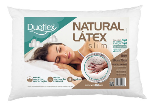 2 Travesseiros Duoflex Slim 10cm De Altura Espuma De Látex