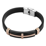 Pulsera De Acero Inoxidable Enso Para Hombre Emb0003b Color Negro Diámetro 6 Cm Largo 20 Cm