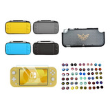 Protector Zelda Sim + Estuche + Vidrio + 2 Grips Switch Lite