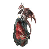 Estatua Dragón Geoda De Cuarzo Zafiro Rojo Quemador Incienso