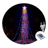 Cascada Estrella De Árbol Navidad + Control Remoto+ Luz Led