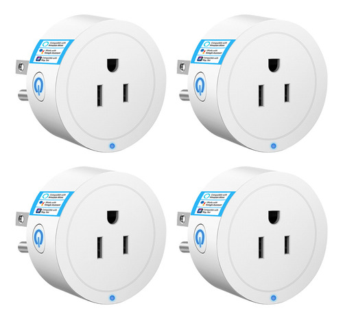 Enchufe Inteligente 4 Uds Wifi Contacto 110/220v 10a Alexa Google Home Siri Control Por Voz Memoria Temporizador Función Contactos Inteligente Seguro Enchufes Electricos Smart Plug