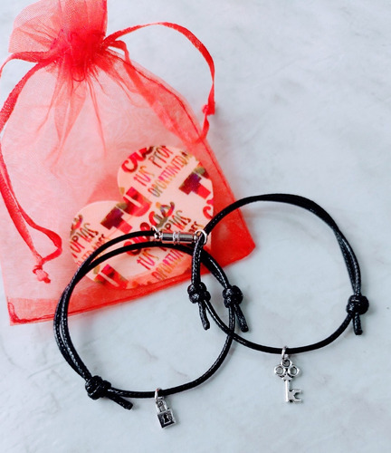 Pulsera Iman Del Amor Novios Amistad Llave Y Candado X2