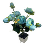 Mata Artificial Rosas Azul Flor Decoración Centro Mesa