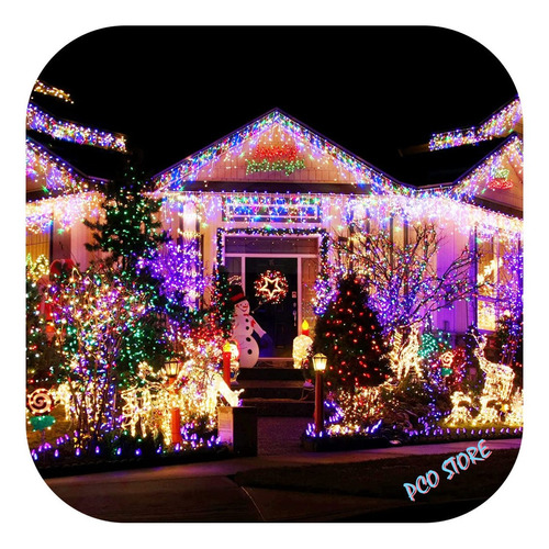 Cascata 120 Led 8 Fuções Prova D'água 3m Colorido+2cor Natal